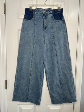 Fabrique Rebekka Bach wide leg cropped jeans contrast tones size Small